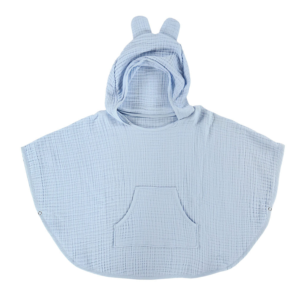 4-layer muslin poncho towel for toddlers and kids, hooded children’s towel with cotton binding and snap sleeves – wholesale pre-order