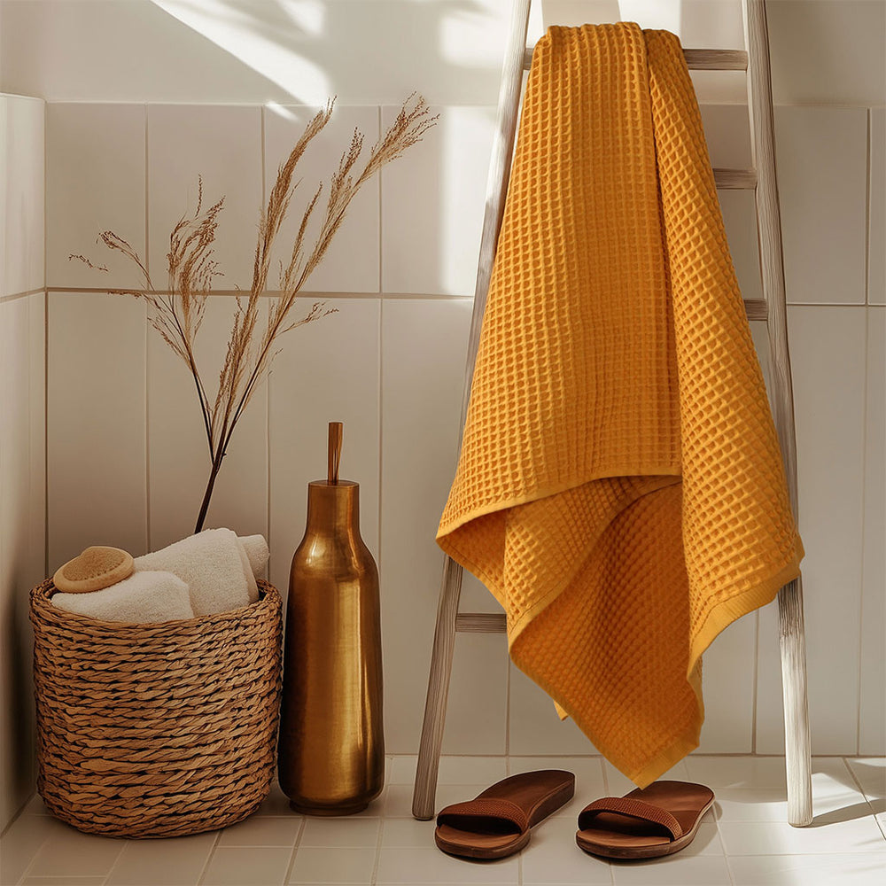 Waffle Towel Set Hand Kitchen Bath Towels 100% Turkish Cotton Lightweight Absorbent