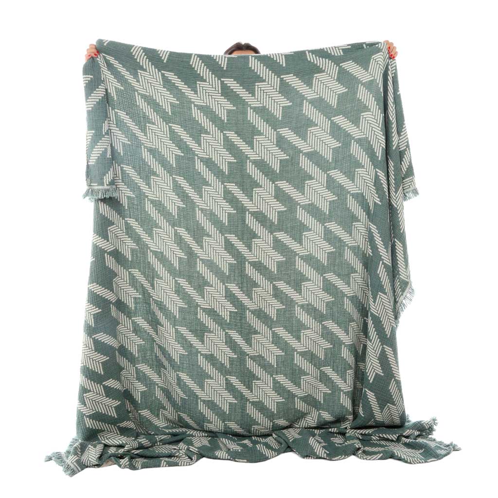 Arrow Green Turkish Muslin Throw Blanket 100% Cotton Xlarge size