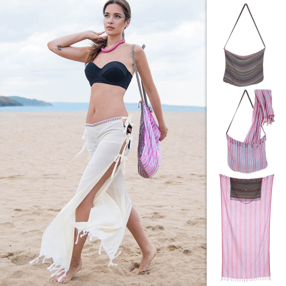 Turkish Beach Bath Towels Quick Dry Wholesale Peshtemal 100% Organic Cotton Pestemal Convertible Bag