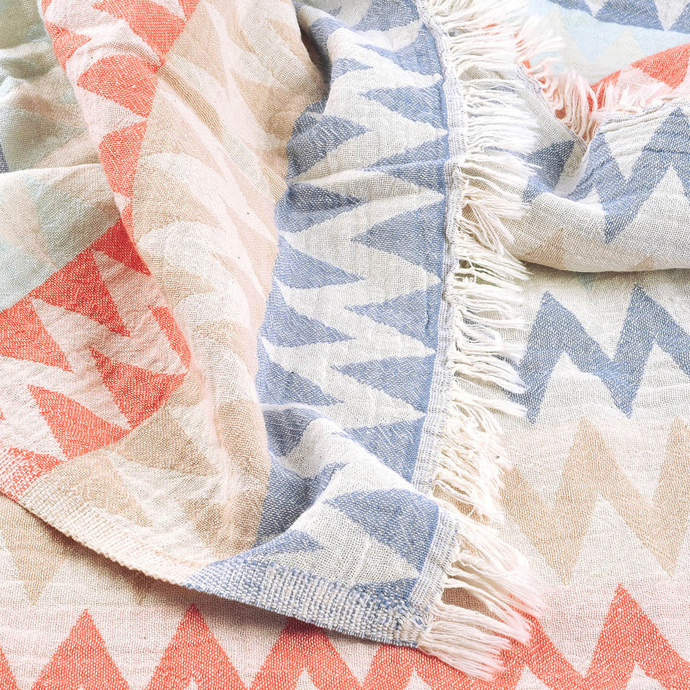 Zigzag Pestemal Grey Blue-Beige