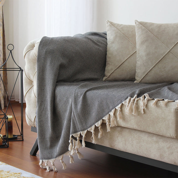 Handmade Tight Woven Throw Blanket for Couch Picnic beach outdoor throw blankets 100% cotton