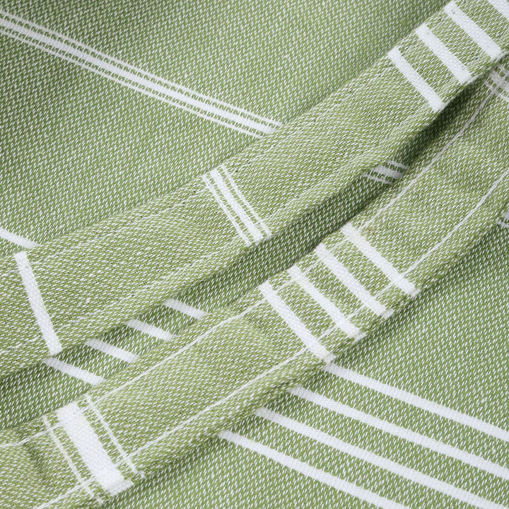 PURE BEACH BAG – 100% Cotton Pestemal Tote in Green with Stripes Eco-Friendly Cotton Lining and Double Handles