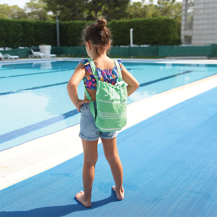 Kids towels Judy Pestemal Convertible bag Towel Poncho back Pack beach bag 100% Turkish cotton