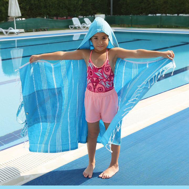 Kids towels Judy Pestemal Convertible bag Towel Poncho back Pack beach bag 100% Turkish cotton
