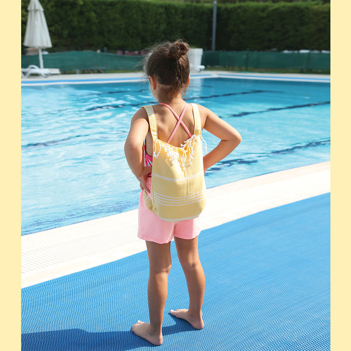 Kids towels Judy Pestemal Convertible bag Towel Poncho back Pack beach bag 100% Turkish cotton