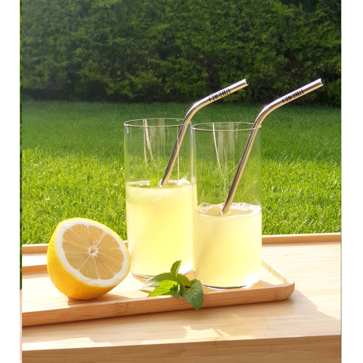 Reusable Stainless Steel Silver Bent Metal Straw