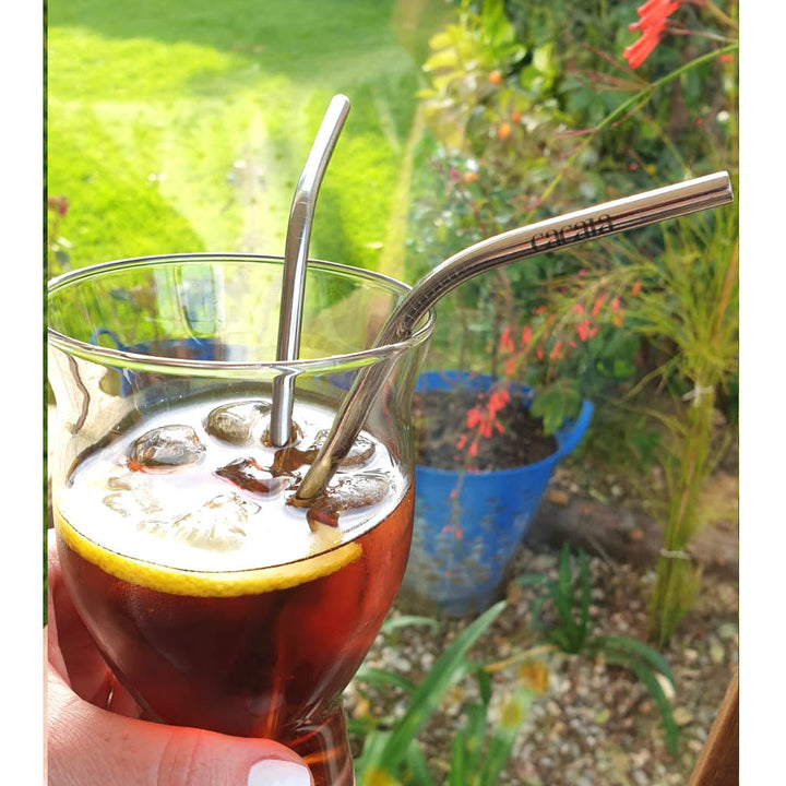 Reusable Stainless Steel Silver Bent Metal Straw