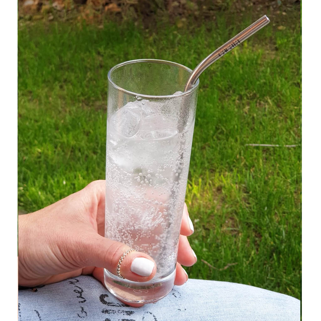 Reusable Stainless Steel Silver Bent Metal Straw