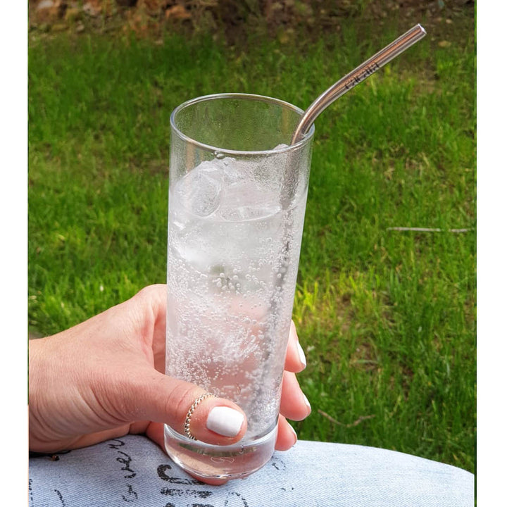 Reusable Stainless Steel Silver Bent Metal Straw