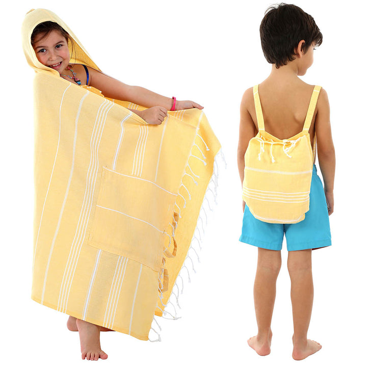 Kids towels Judy Pestemal Convertible bag Towel Poncho back Pack beach bag 100% Turkish cotton