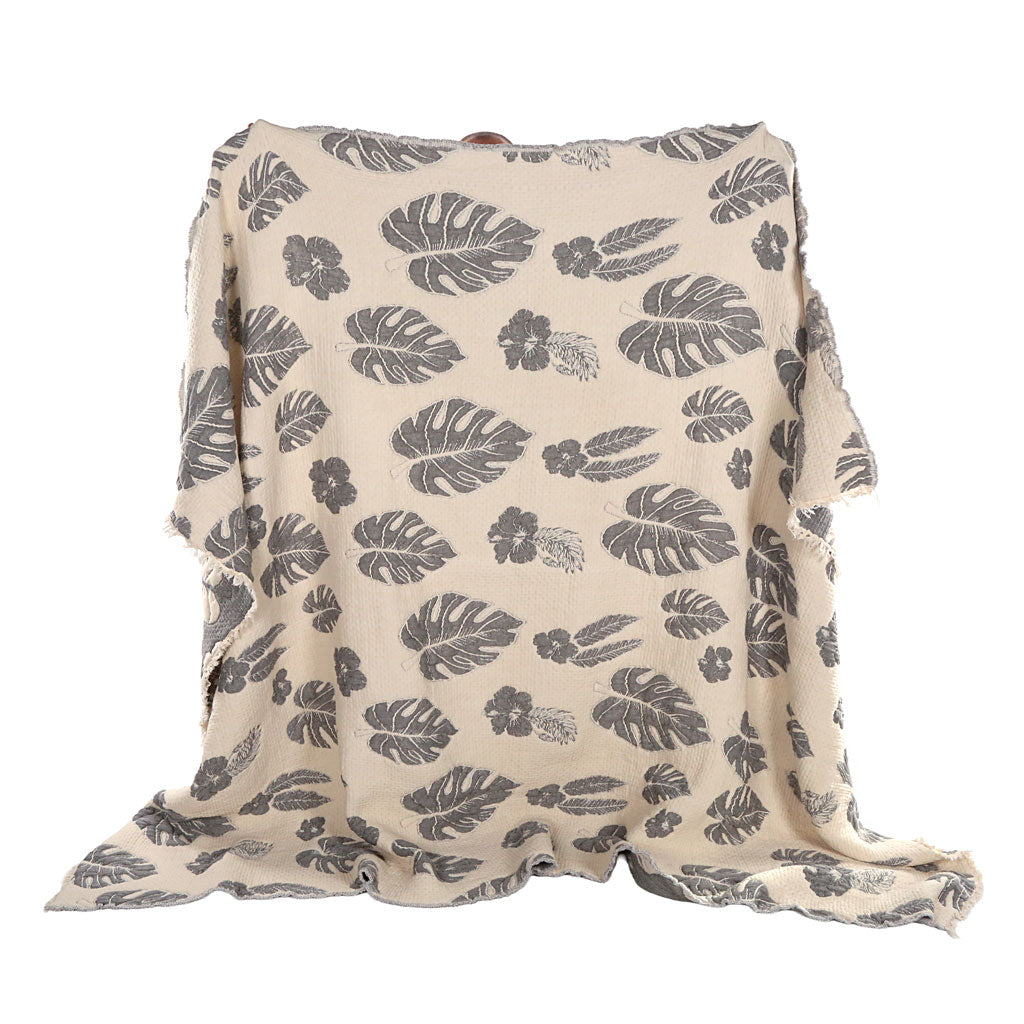 Tropical Leaf Cotton Duvet Cover – Turkish Pestemal Bedding Muslin Throw Blanket