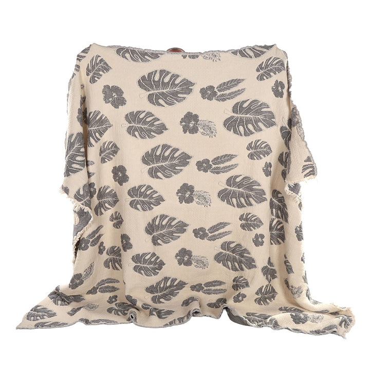 Tropical Leaf Cotton Duvet Cover – Turkish Pestemal Bedding Muslin Throw Blanket