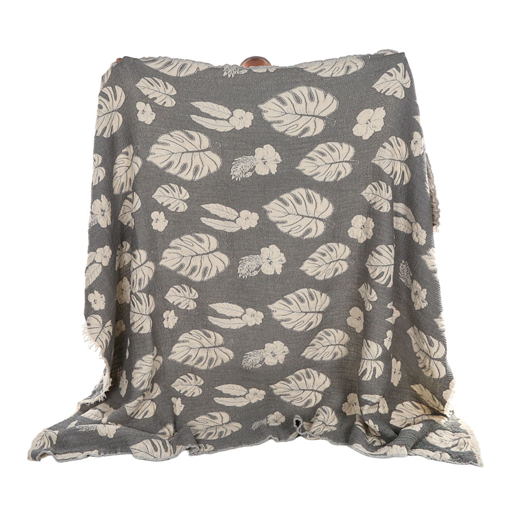 Tropical Leaf Cotton Duvet Cover – Turkish Pestemal Bedding Muslin Throw Blanket