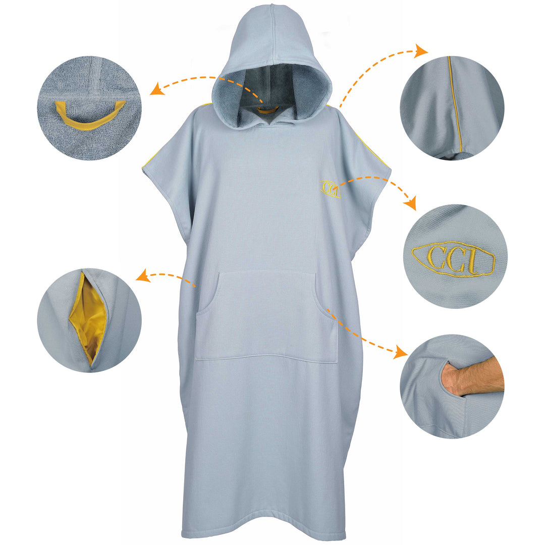 Pestemal Hooded Bathrobes Beach Poncho Unisex Double Face Cotton Terry Cloth Robe with Pockets One Size Fit All
