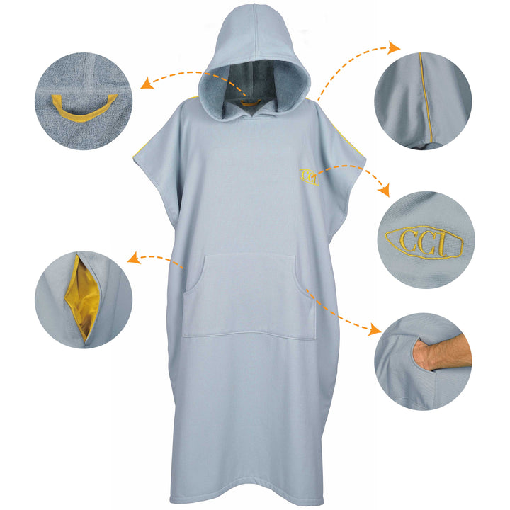 Pestemal Hooded Bathrobes Beach Poncho Unisex Double Face Cotton Terry Cloth Robe with Pockets One Size Fit All