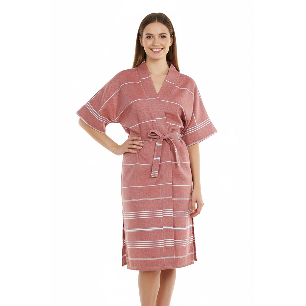 Custom Logo Embroidery Terracotta kimono bathrobe lightweight absorbent 100% Turkish cotton
