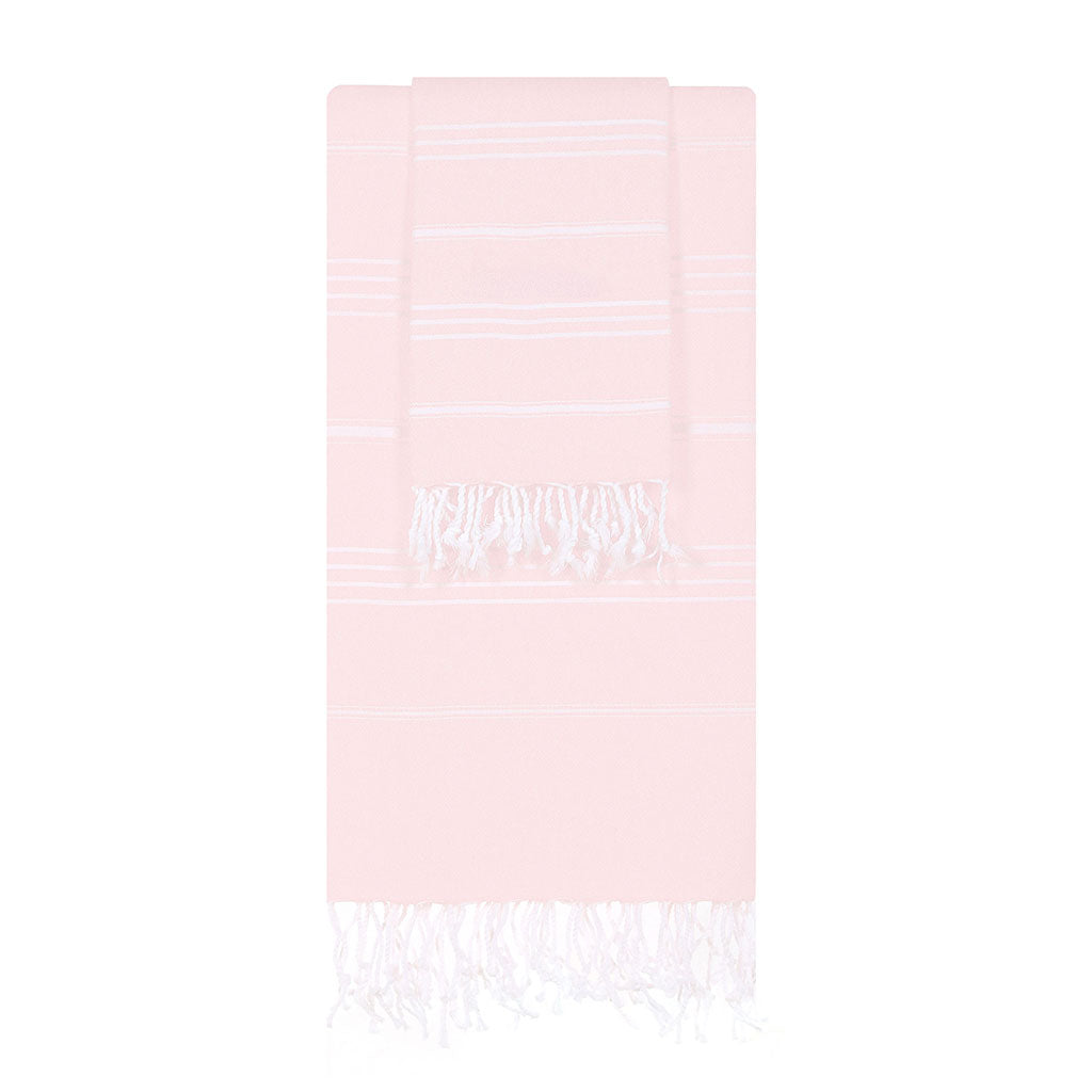 Light Pink Pestemal and Peskir Turkish Cotton Towel Set Beach, Bath & Hand Towels