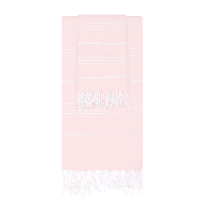 Light Pink Pestemal and Peskir Turkish Cotton Towel Set Beach, Bath & Hand Towels