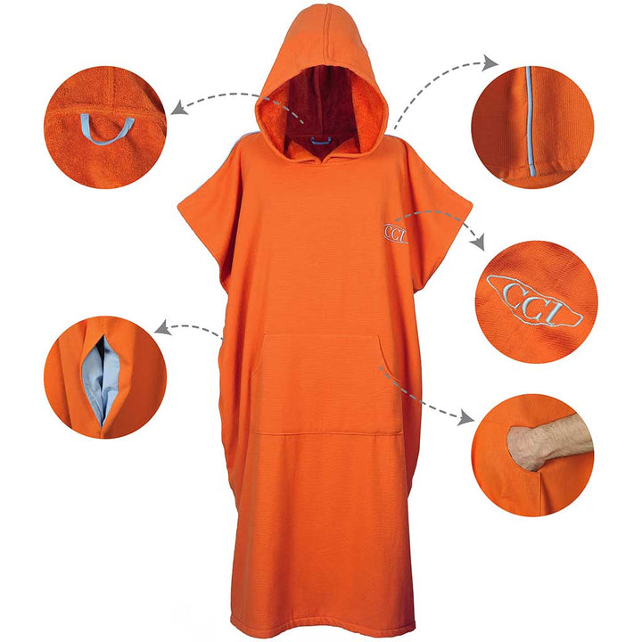 Pestemal Hooded Bathrobes Beach Poncho Unisex Double Face Cotton Terry Cloth Robe with Pockets One Size Fit All