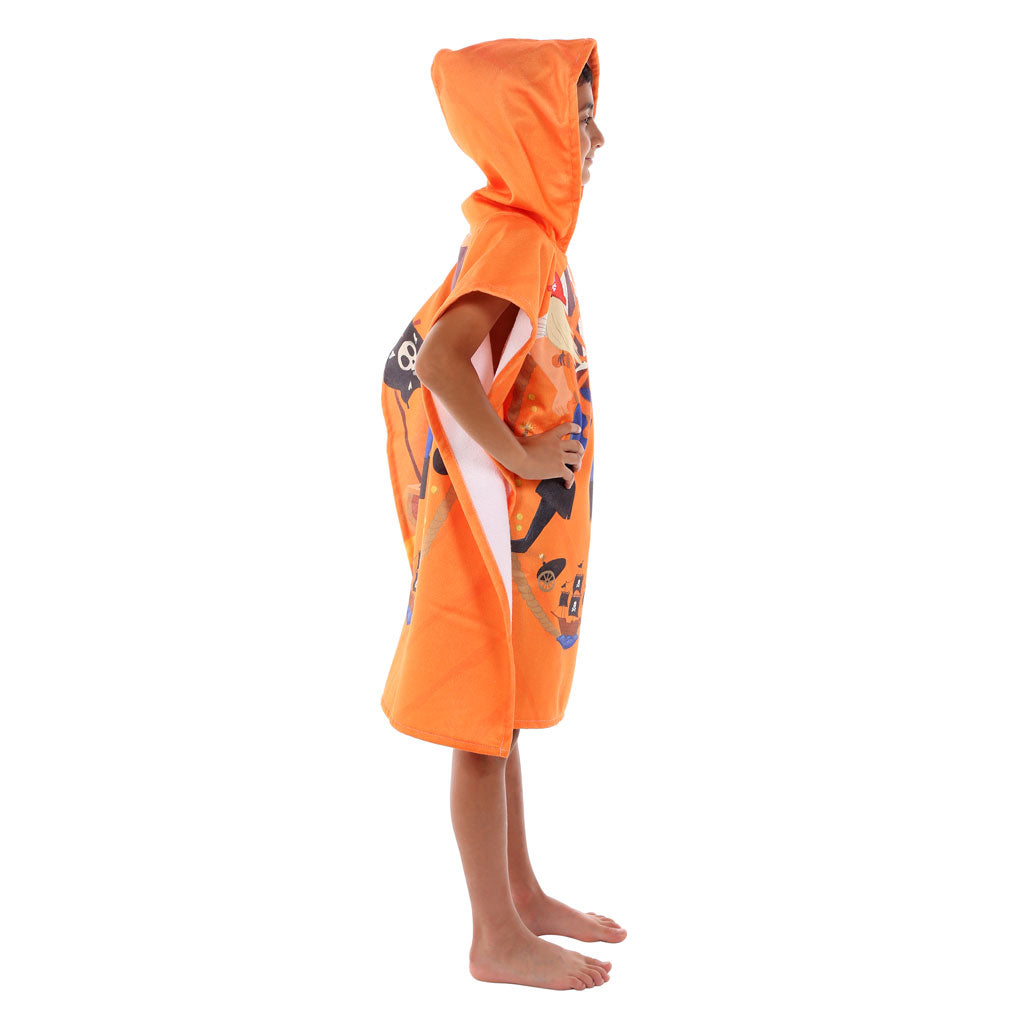 Pirate Printed Kids Ponchos Quick drying highly absorbent changing robe 60% Cotton & 40% Polyester bathrobe for children
