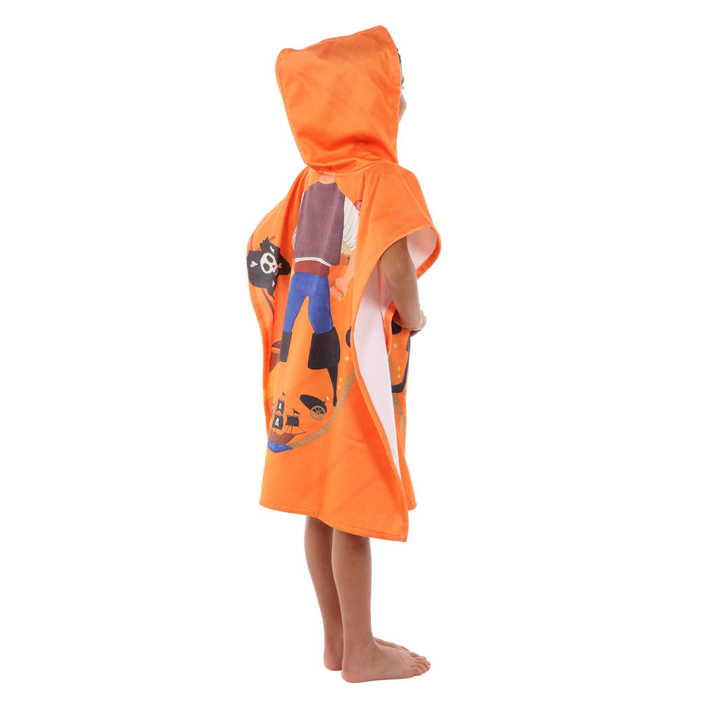 Pirate Printed Kids Ponchos Quick drying highly absorbent changing robe 60% Cotton & 40% Polyester bathrobe for children