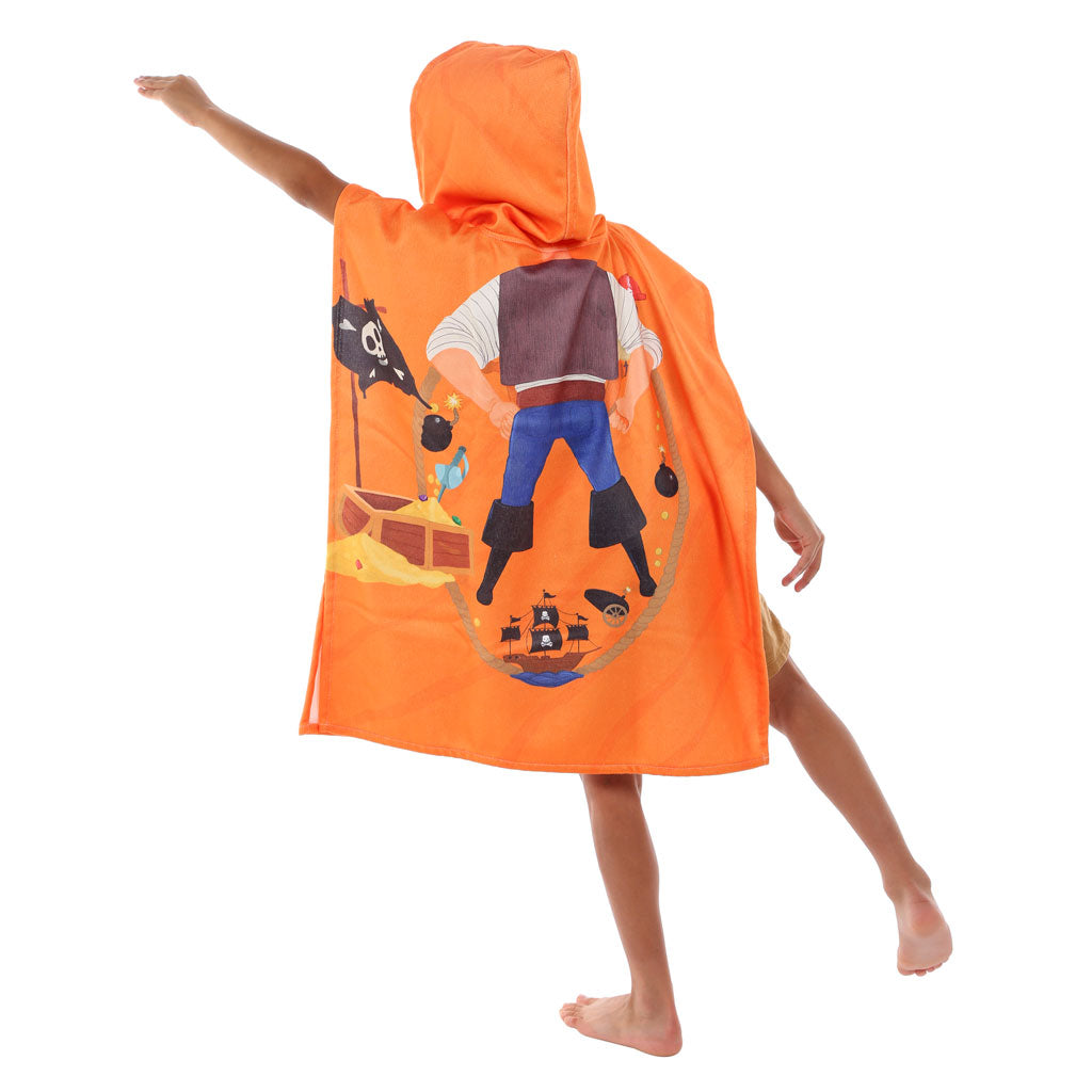 Pirate Printed Kids Ponchos Quick drying highly absorbent changing robe 60% Cotton & 40% Polyester bathrobe for children