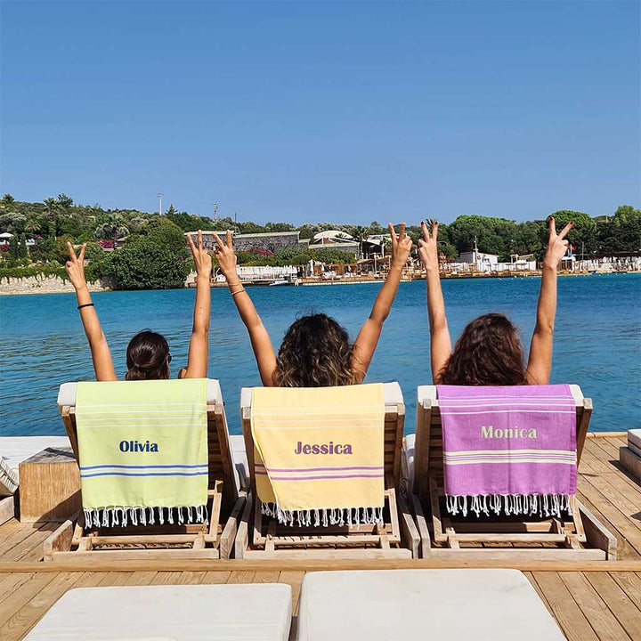 Custom beach towels absorbent sand free luxury bath towels customized logo embroidery 100% cotton hotel pool spa Peshtemals