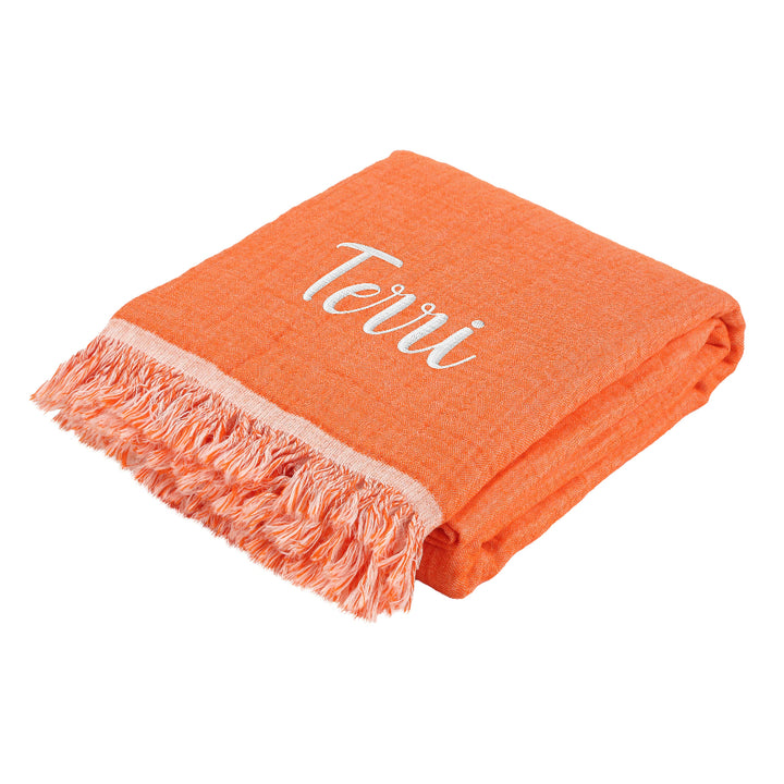 Customizable 4-layer muslin pestemal towel made of 100% Turkish cotton – lightweight, absorbent beach and bath towel, large size with embroidery logo, label, and packaging options