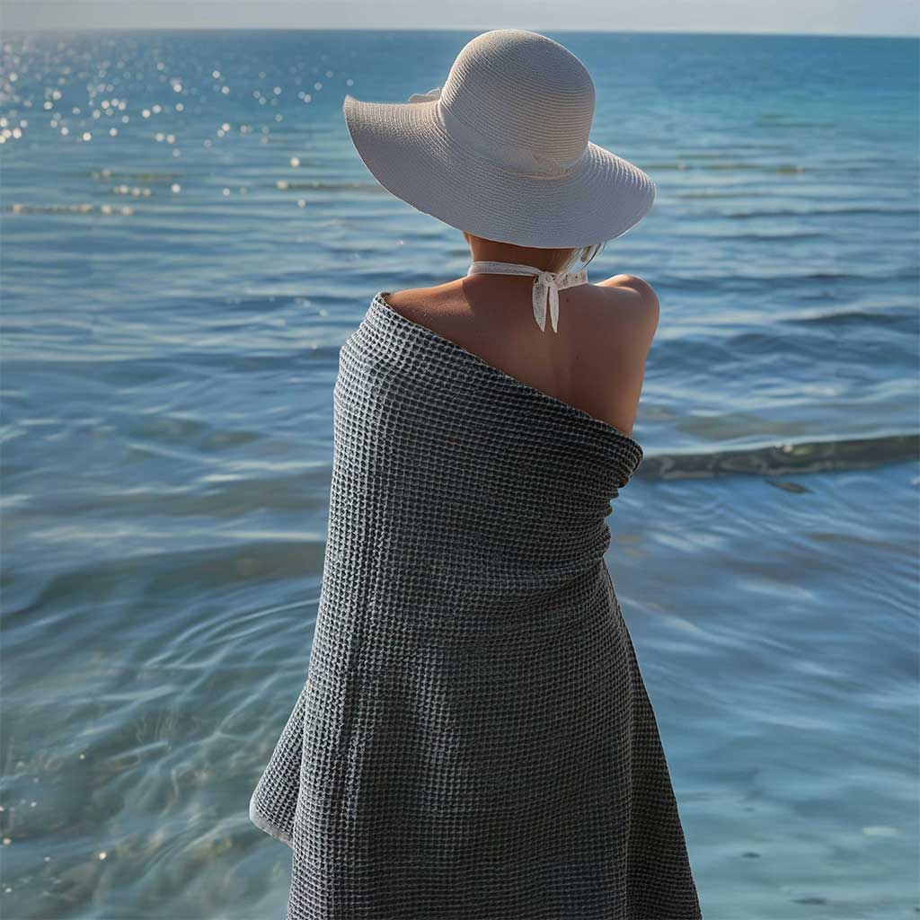 Waffle pattern Turkish beach towel bath towels 100% organic cotton Peshtemal