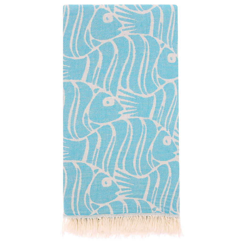 Fish Pattern Pescado Peshtemal beach towel bath towel sets 100% Turkish cotton Türkiye
