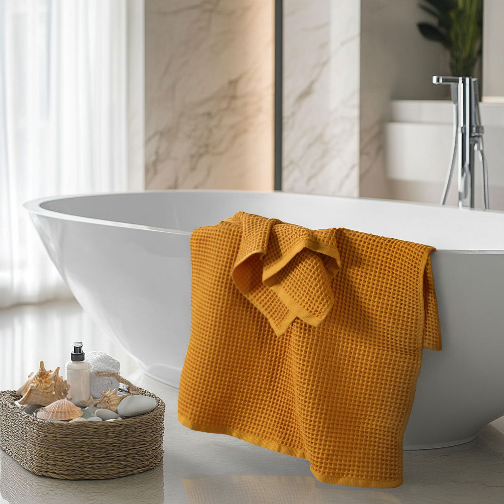 Waffle Towel Set Hand Kitchen Bath Towels 100% Turkish Cotton Lightweight Absorbent