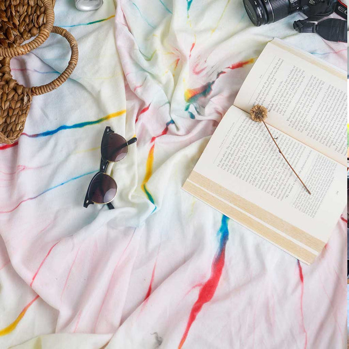 Tie Dye Helezon Throw Blanket 100% Organic Turkish Cotton Pestemal Beach Picnic Throw Party Blanket
