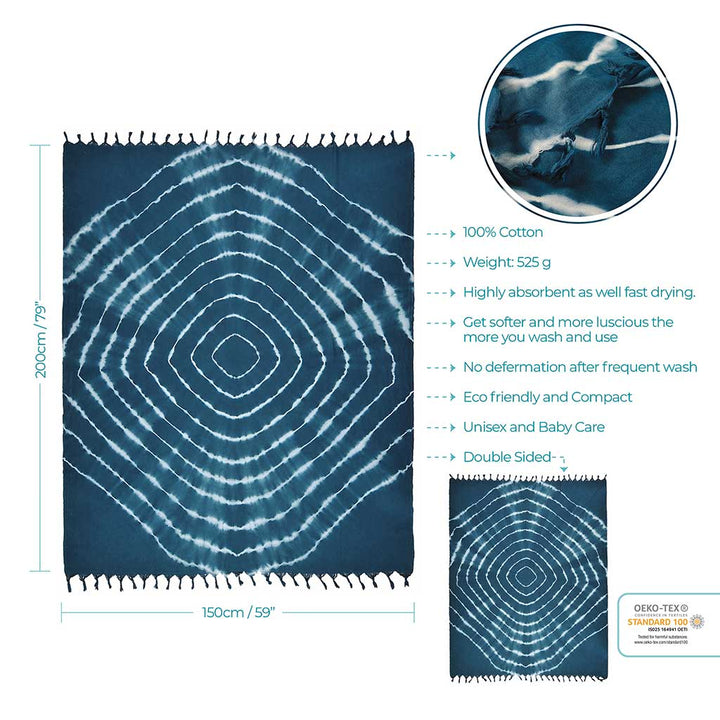 Tie Dye Spiral Throw Blanket 100% Organic Turkish Cotton Pestemal Beach Picnic Throw Party Blanket