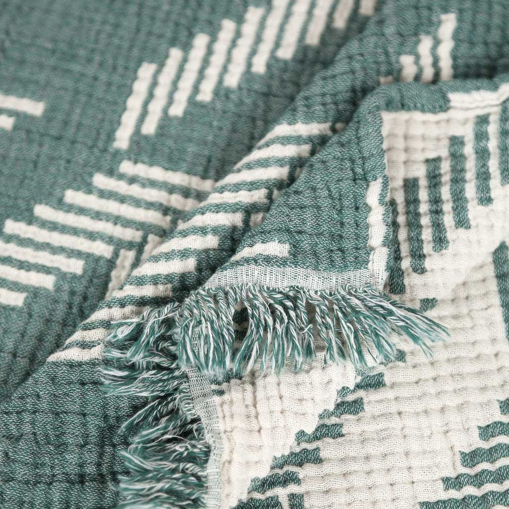 Arrow Green Turkish Muslin Throw Blanket 100% Cotton Xlarge size