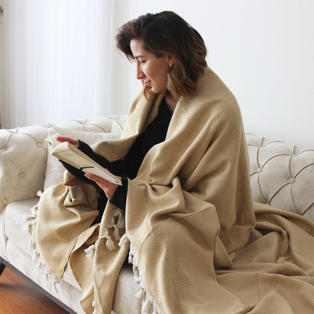 Handmade Tight Woven Throw Blanket for Couch Picnic beach outdoor throw blankets 100% cotton