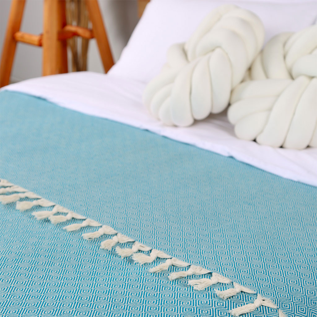 Wholesale Turkish throw decorative home decor peshtemal blanket organic cotton high quality custom embroidery