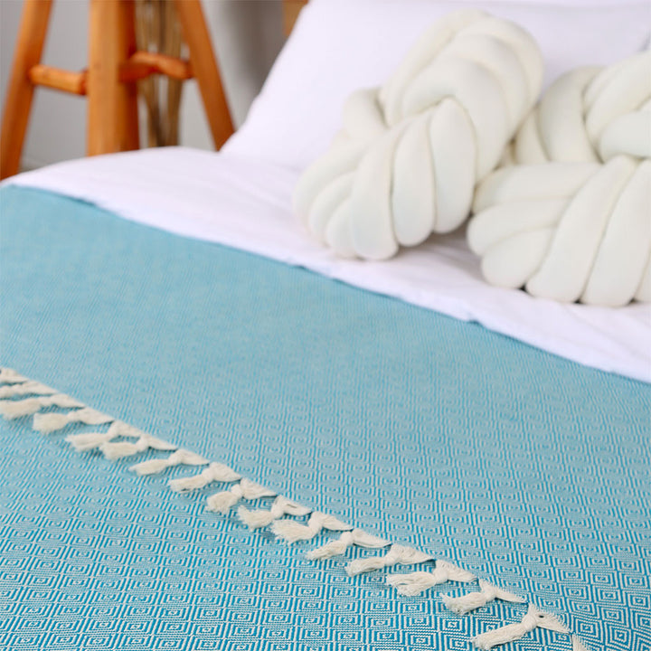 Wholesale Turkish throw decorative home decor peshtemal blanket organic cotton high quality custom embroidery
