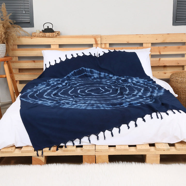 Tie Dye Spiral Throw Blanket 100% Organic Turkish Cotton Pestemal Beach Picnic Throw Party Blanket