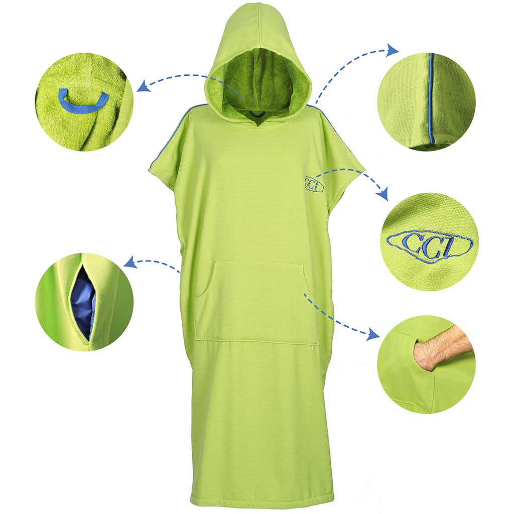 Pestemal Hooded Bathrobes Beach Poncho Unisex Double Face Cotton Terry Cloth Robe with Pockets One Size Fit All