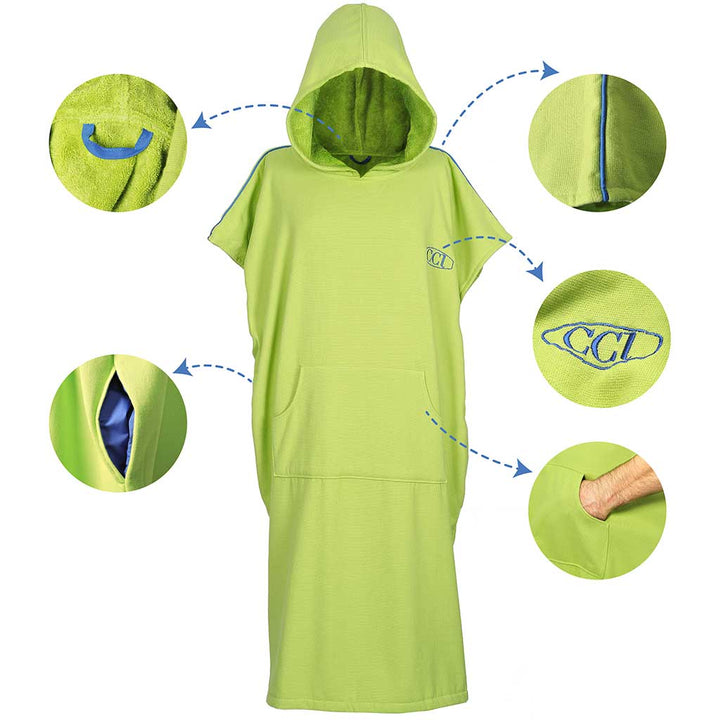 Pestemal Hooded Bathrobes Beach Poncho Unisex Double Face Cotton Terry Cloth Robe with Pockets One Size Fit All