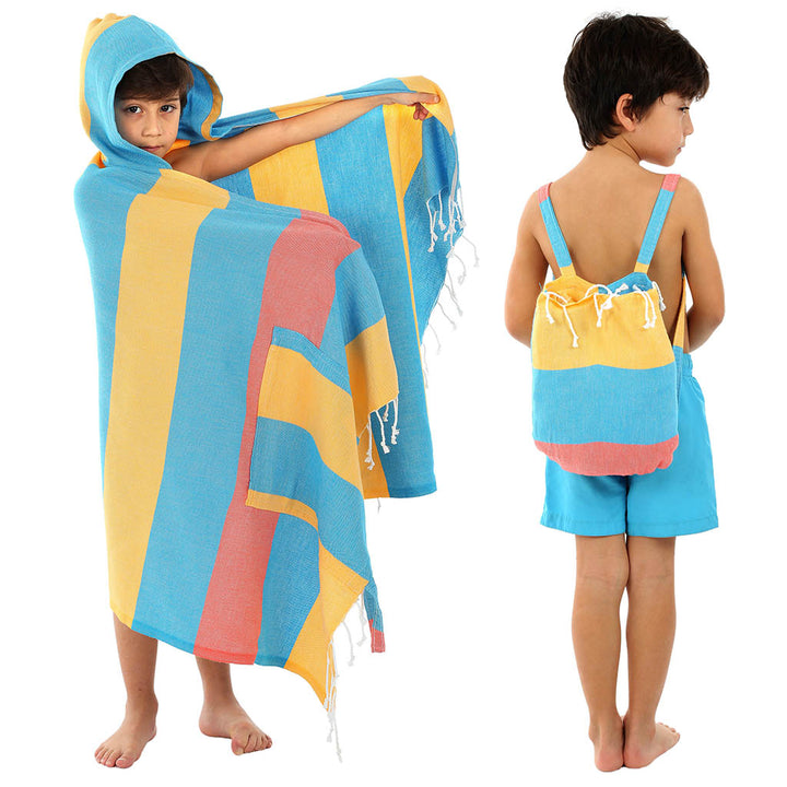 Kids towels Judy Pestemal Convertible bag Towel Poncho back Pack beach bag 100% Turkish cotton