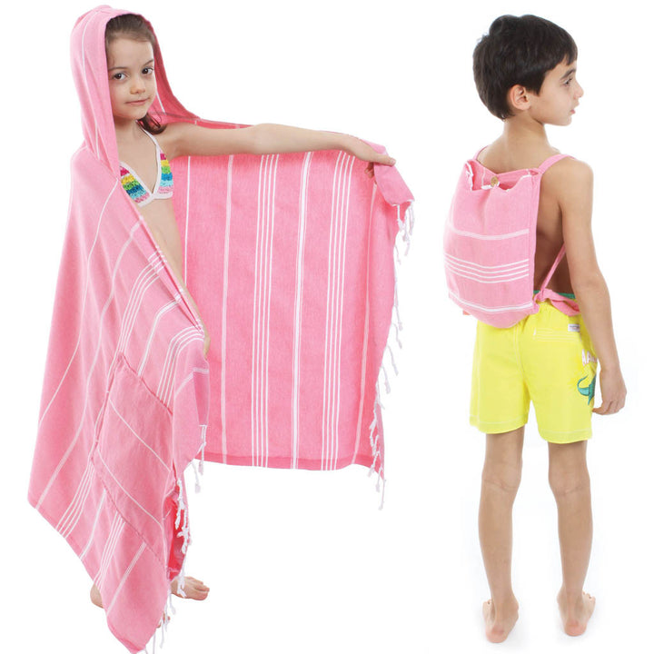 Kids towels Judy Pestemal Convertible bag Towel Poncho back Pack