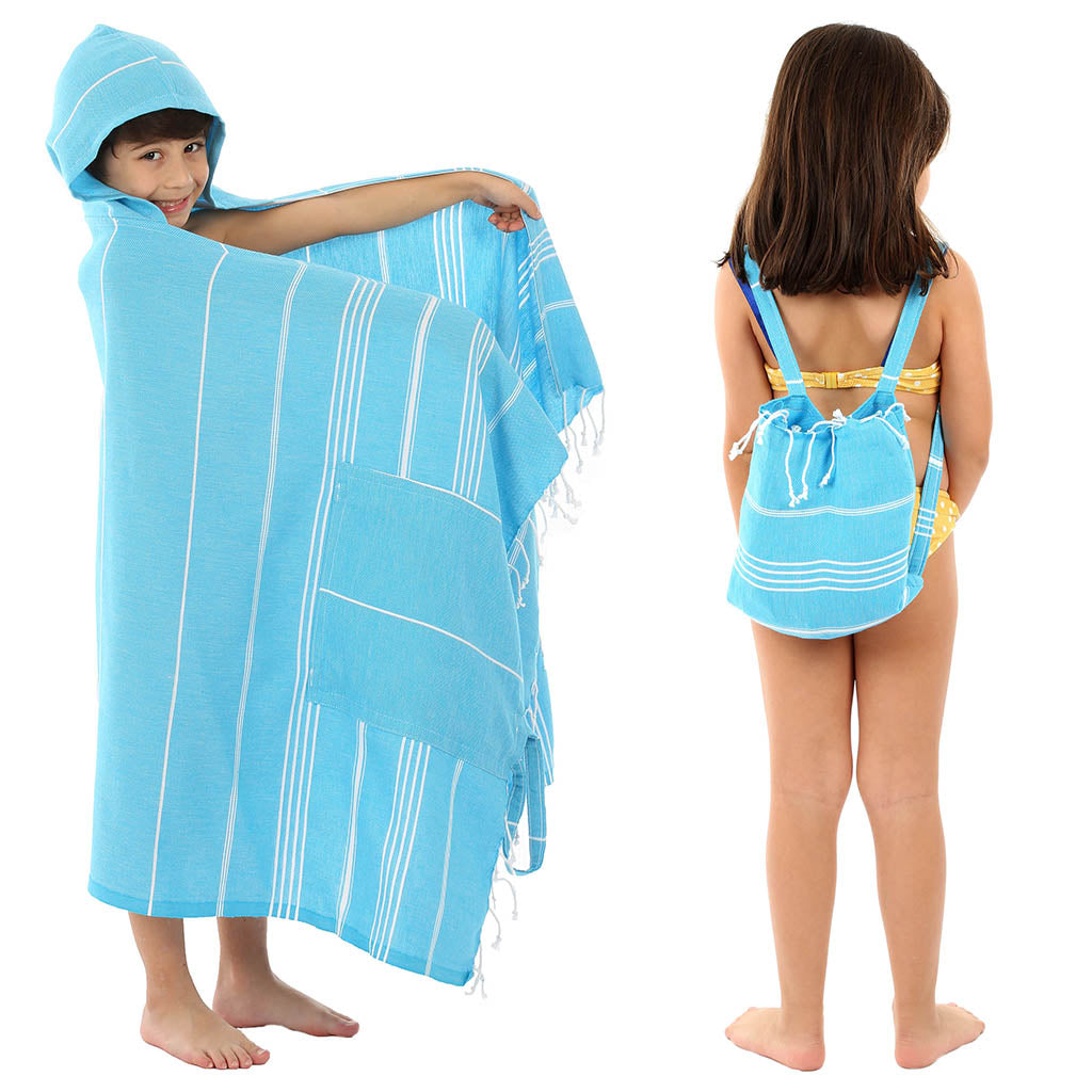 Kids towels Judy Pestemal Convertible bag Towel Poncho back Pack beach bag 100% Turkish cotton
