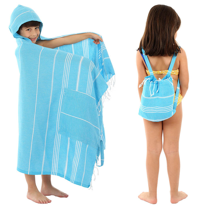 Kids towels Judy Pestemal Convertible bag Towel Poncho back Pack beach bag 100% Turkish cotton