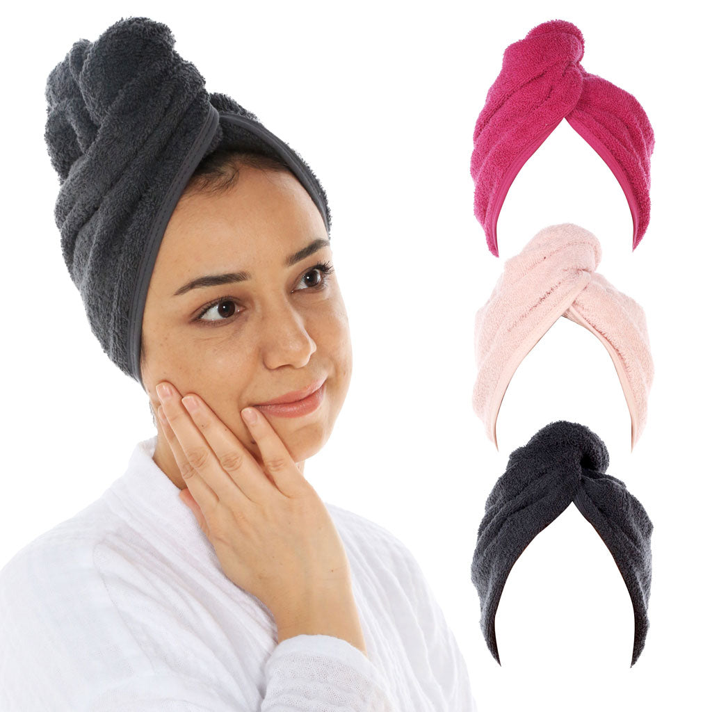 Cotton hair towel  terry cloth wrap 3 pcs set hair turbans for wet hair Drying Hair Wrap Towels for curly hair women anti frizz