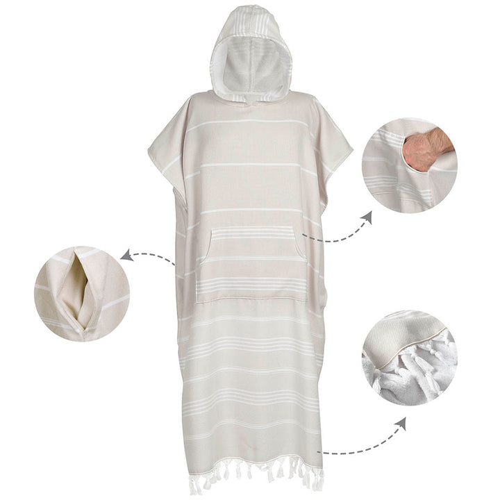 Mens Bathrobe Unisex Poncho 100% Cotton Turkish Peshtemal