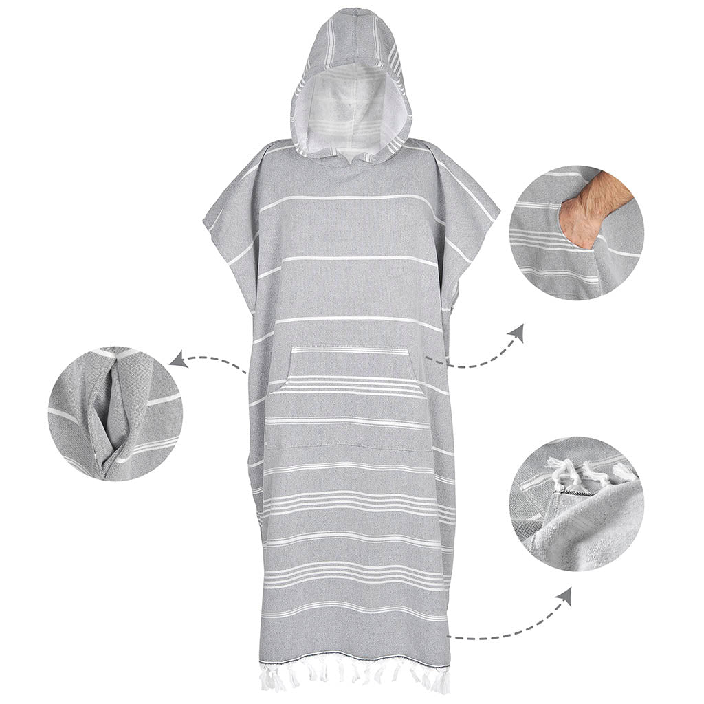 Mens Bathrobe Unisex Poncho 100% Cotton Turkish Peshtemal