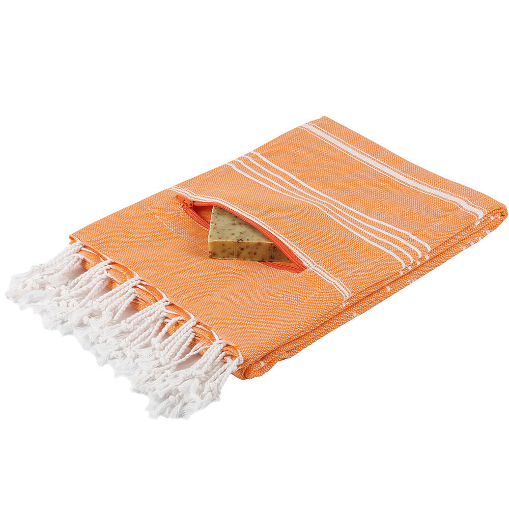 Pure series zipper beach towel bath towels lightweight super absorbent sand free high quality 100% Turkish cotton